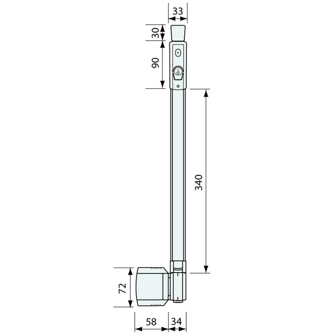 #3189 - POOL LATCH BLACK 515MM - CoSlide