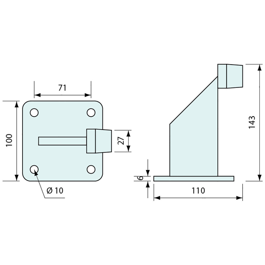 #5443 - Gate Stop Door Stopper with Plate Zinc Plated
