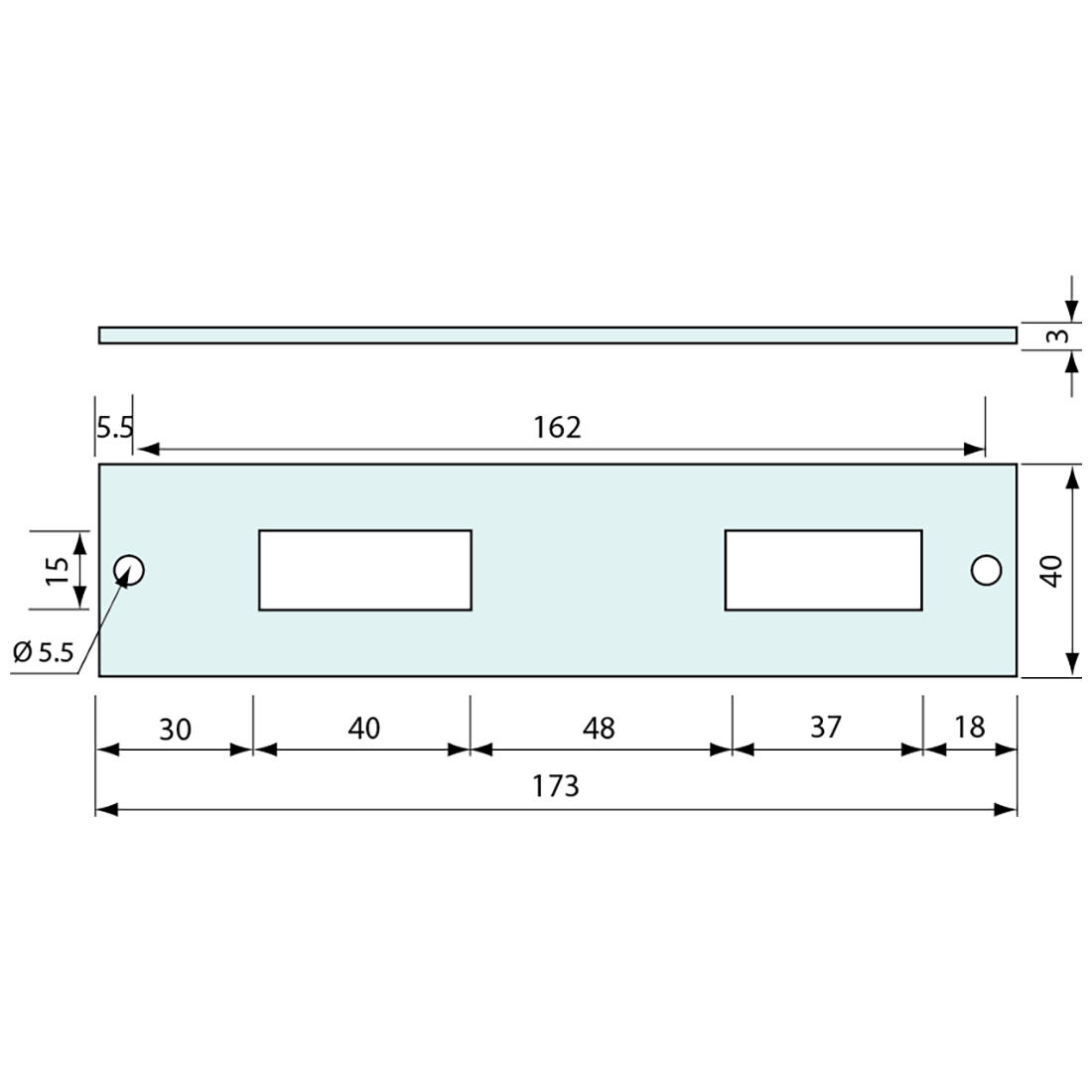 3272 - STRIKE PLATE STAINLESS STEEL 173MM - CoSlide