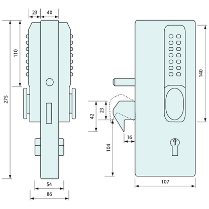 #5615 - HOOK LOCK AND DIGITAL LOCK KIT 275MM - CoSlide